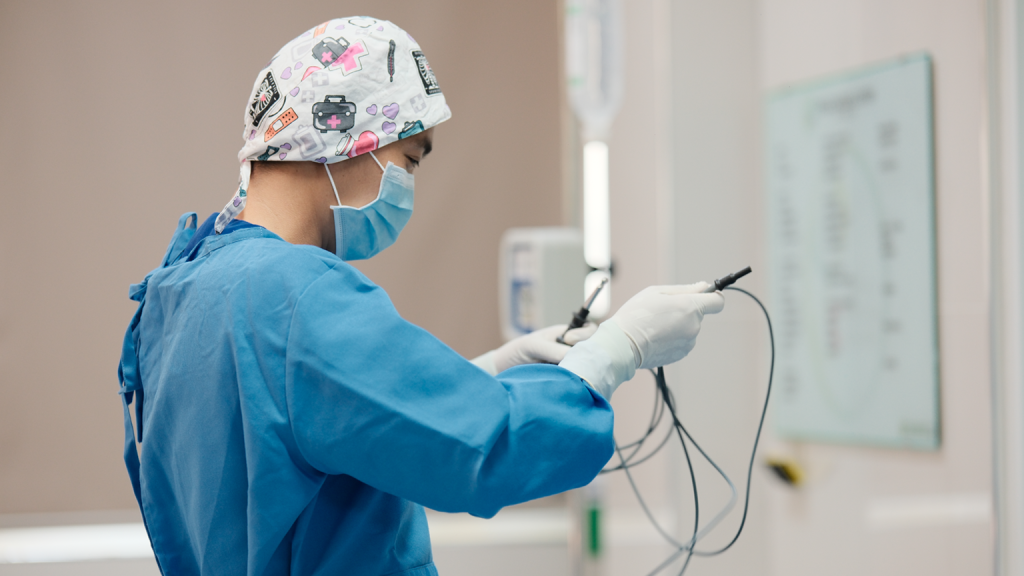 Anesthesiologist administering anesthesia at Tarlac Medical Center.
